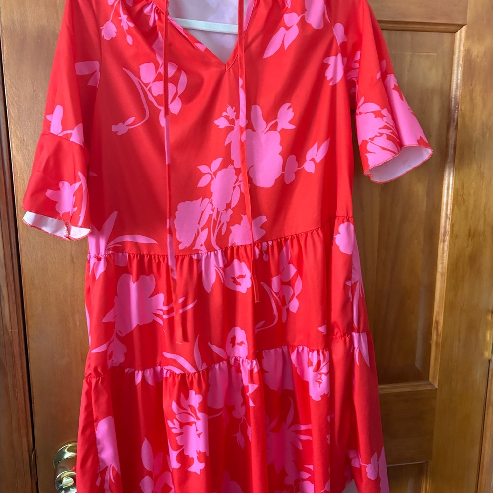 Floral Red and Pink Women's Dress